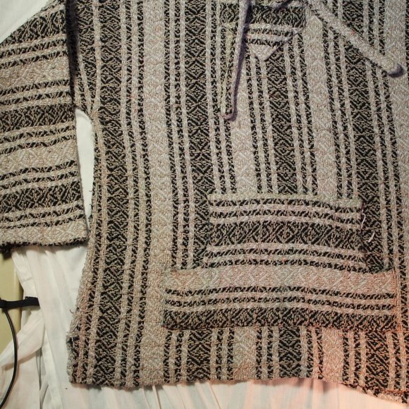 Baja knit hippie hoodie poncho - Picture 2 of 10